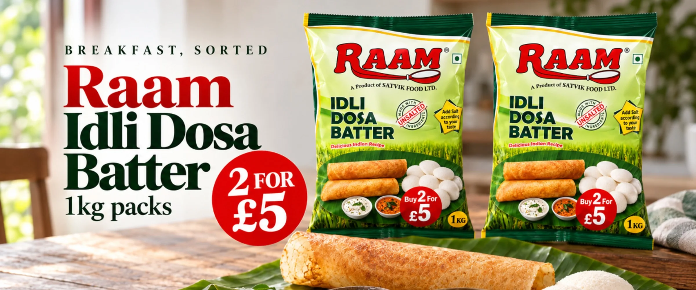 Raam Idli Dosa Batter 1kg: 2 for £5