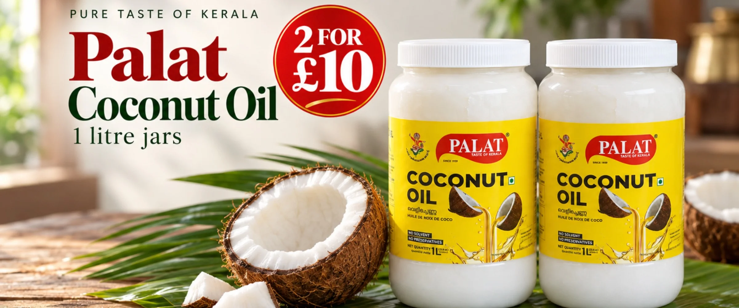 Palat Coconut Oil 1L: 2 for £10
