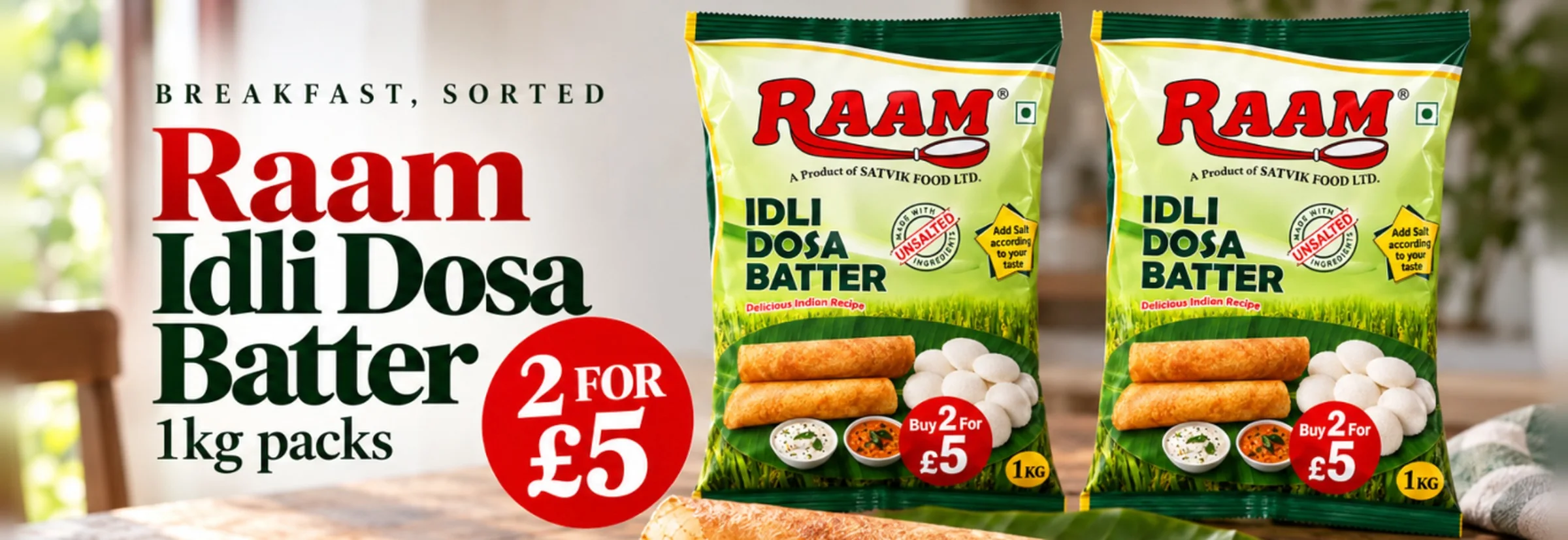 Raam Idli Dosa Batter 1kg: 2 for £5