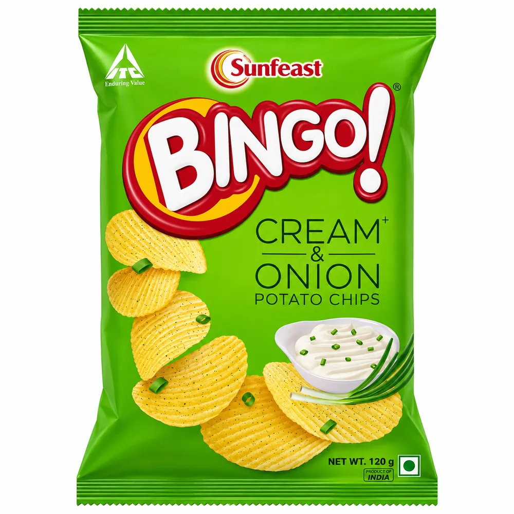 Bingo Cream & Onion Potato Chips 110g