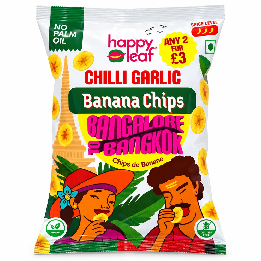 Happy Leaf Chilli Garlic Banana Chips 110g