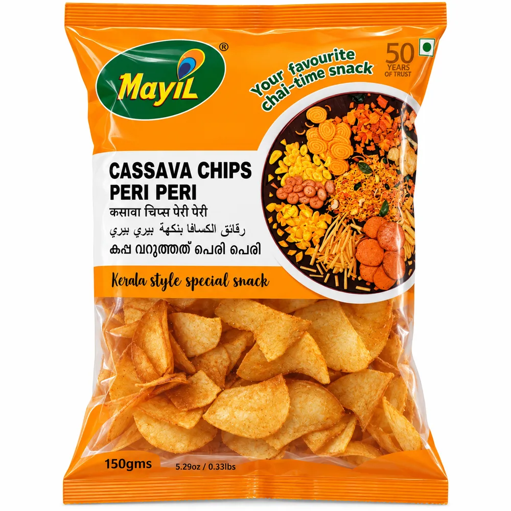 Mayil Peri Peri Cassava Chips Round 150g